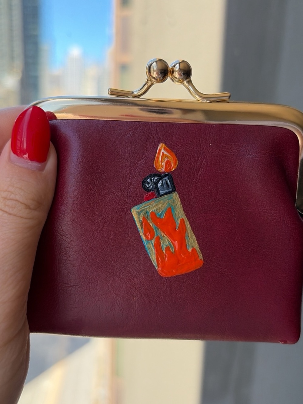 Hand painted lighter coin purse